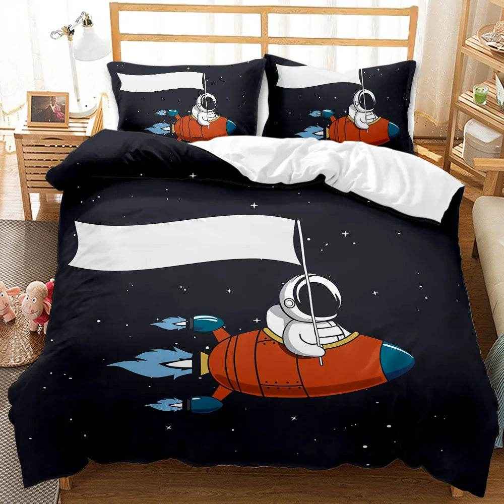 🛸Galaxy Dreams Await! Astronaut Bedding Set for Young Space Adventurers - ThiGui