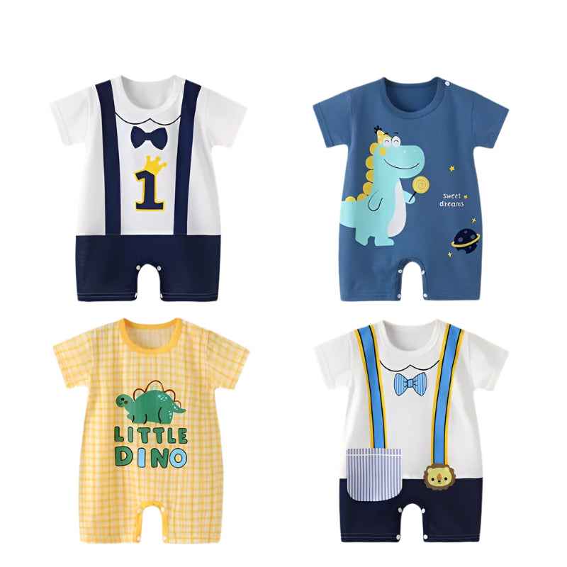 🍼 Baby’s First Summer Style – Soft Cartoon Rompers for Boys & Girls! - ThiGui
