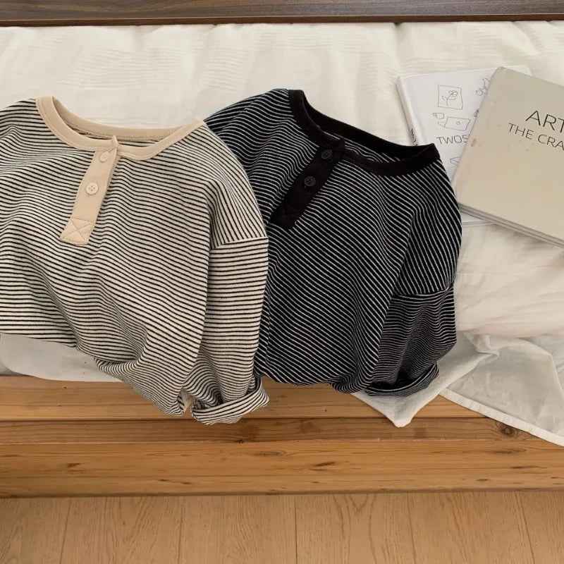 🌟 Autumn Essential! Soft Striped Long Sleeve Tee for Stylish Little Ones 👦👧🍂 - ThiGui