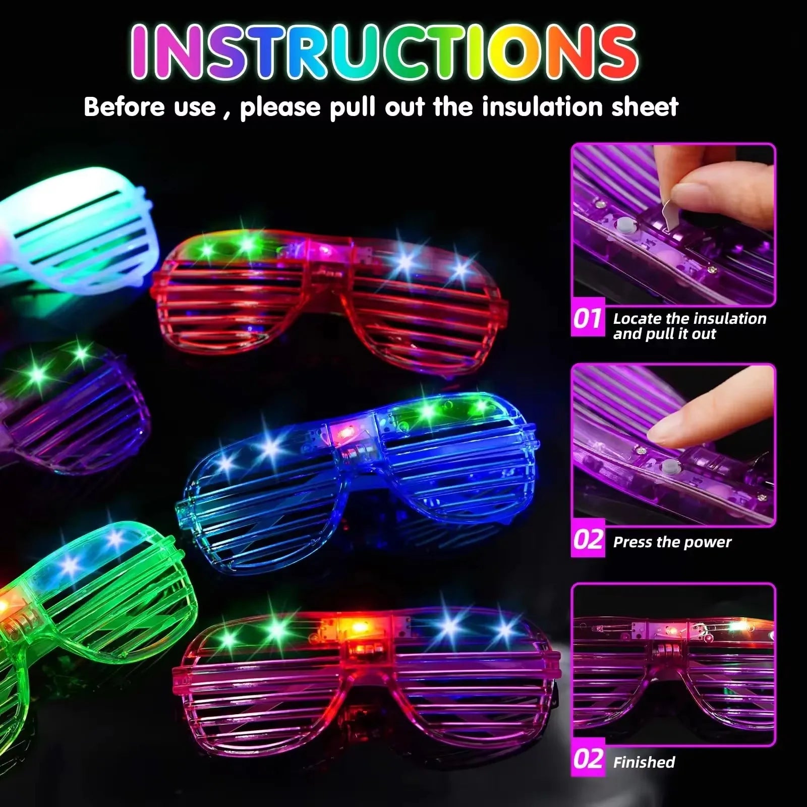 💡 Neon LED Party Glasses 😍 | Glow-in-the-Dark Fun for Birthdays, Festivals & Crazy Nights! 🥳 - ThiGui