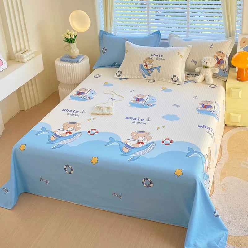 🛏️Fresh Flowers, Sweet Dreams – Soft Cotton Bed Sheet for Kids 🌸 - ThiGui