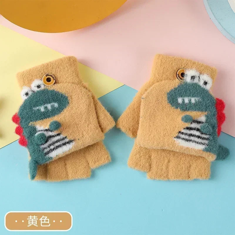 🦕 Dino Flip Gloves – Warm, Fun & Finger-Free for Little Writers! ❄️✋ - ThiGui