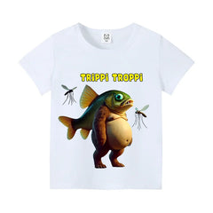 Tung Tung Shark Kids Tee 🦈😄 100% Cotton Brainrot Fun - ThiGui