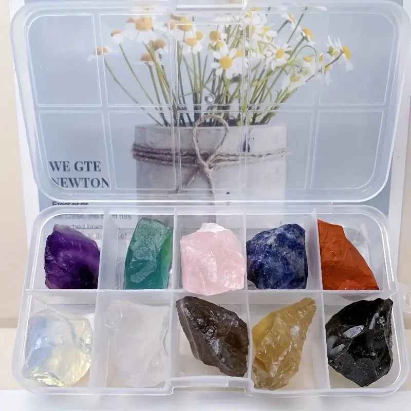 🌈 10 Raw Crystals in a Box – Rough & Ready Natural Stones for Boys Who Love Rocks! - ThiGui