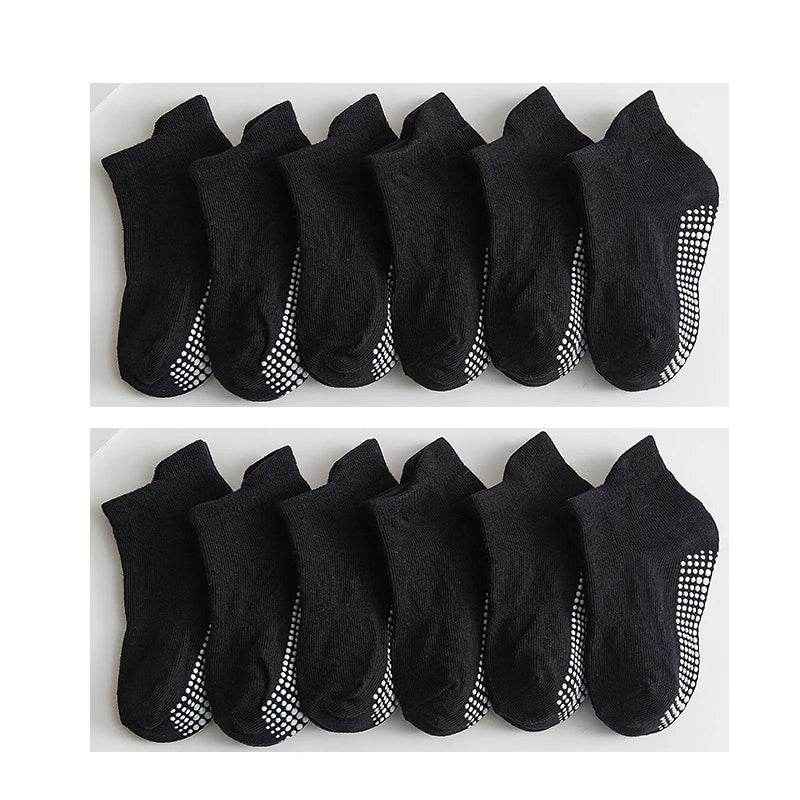 🧦 Comfy Grippy Socks for Little Explorers – 6–12 Pairs of Anti-Slip Cotton Boat Socks (0–5 Years) - ThiGui