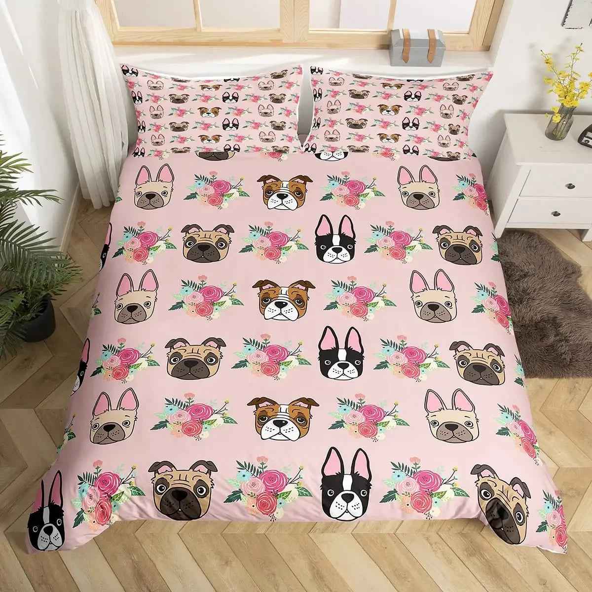 🐾Snuggle Up with a Frenchie! Adorable Bulldog Bedding Set for Little Dreamers 🐾 - ThiGui