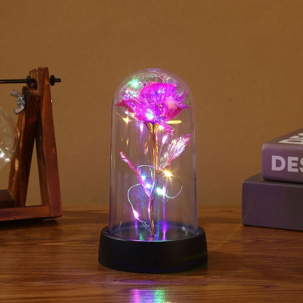 🌹✨ A Magical Glow for Mum’s Heart – Galaxy Rose with Lights in Glass Dome 💖🌌 - ThiGui