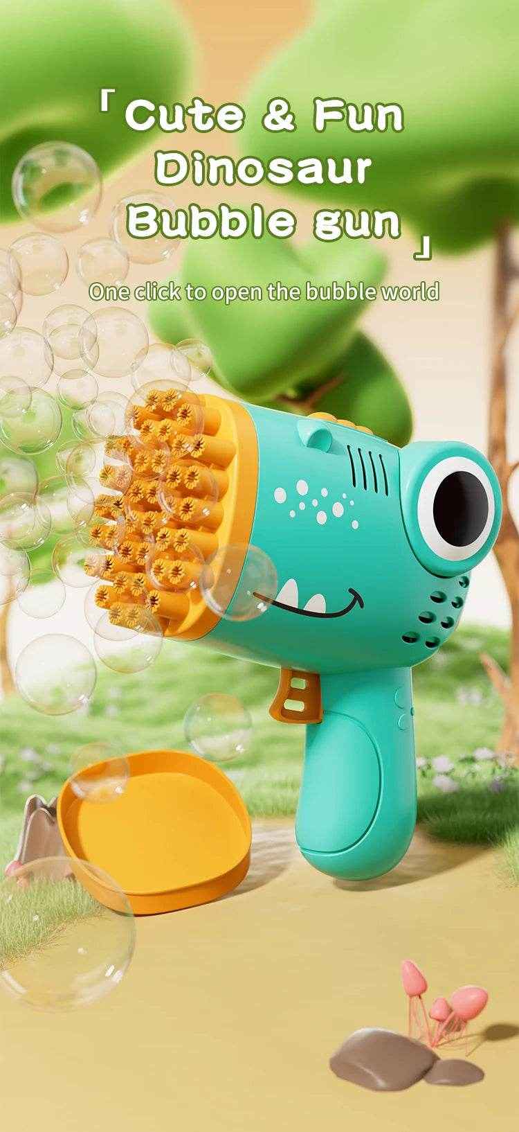 🦖Roaring Fun Bubble Blaster – 40-Hole Dino Bubble Gun for Endless Outdoor Play! - ThiGui