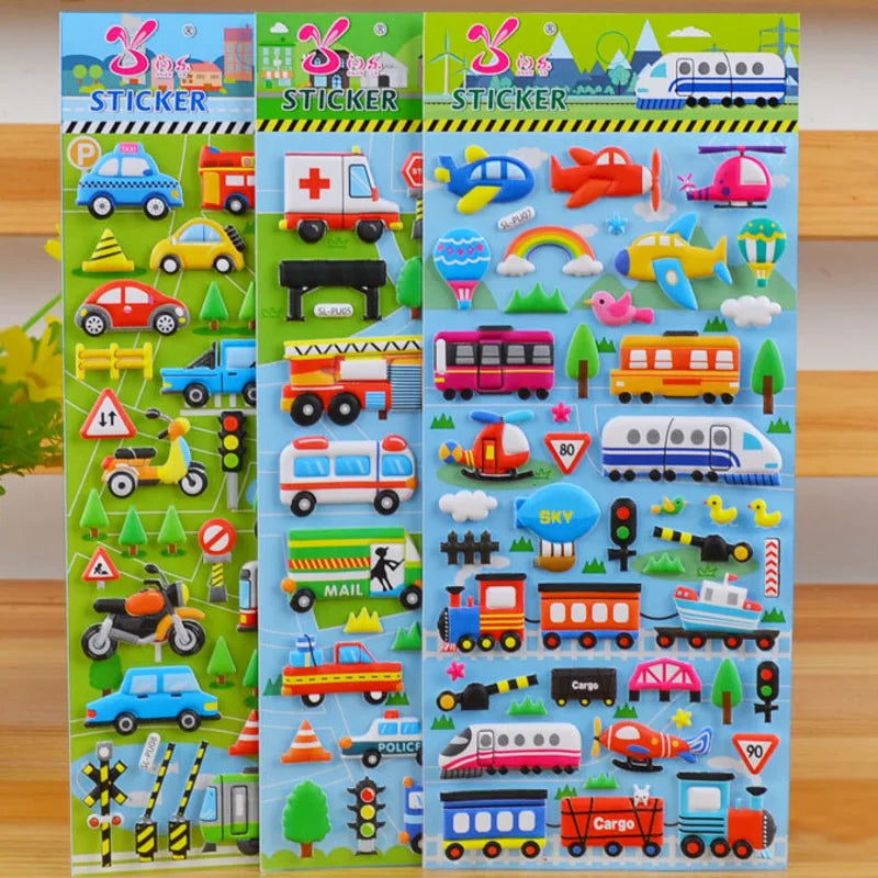 🧒 3D Bubble Vehicle Stickers – Fun, Puffy & Perfect for Boys Who Love Cars! 🚕✈️🎉 - ThiGui