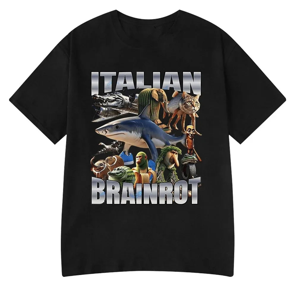 Italian Brainrot Meme Tee 😂🔥 Tralalero Tralala Cotton Y2K T-Shirt - ThiGui