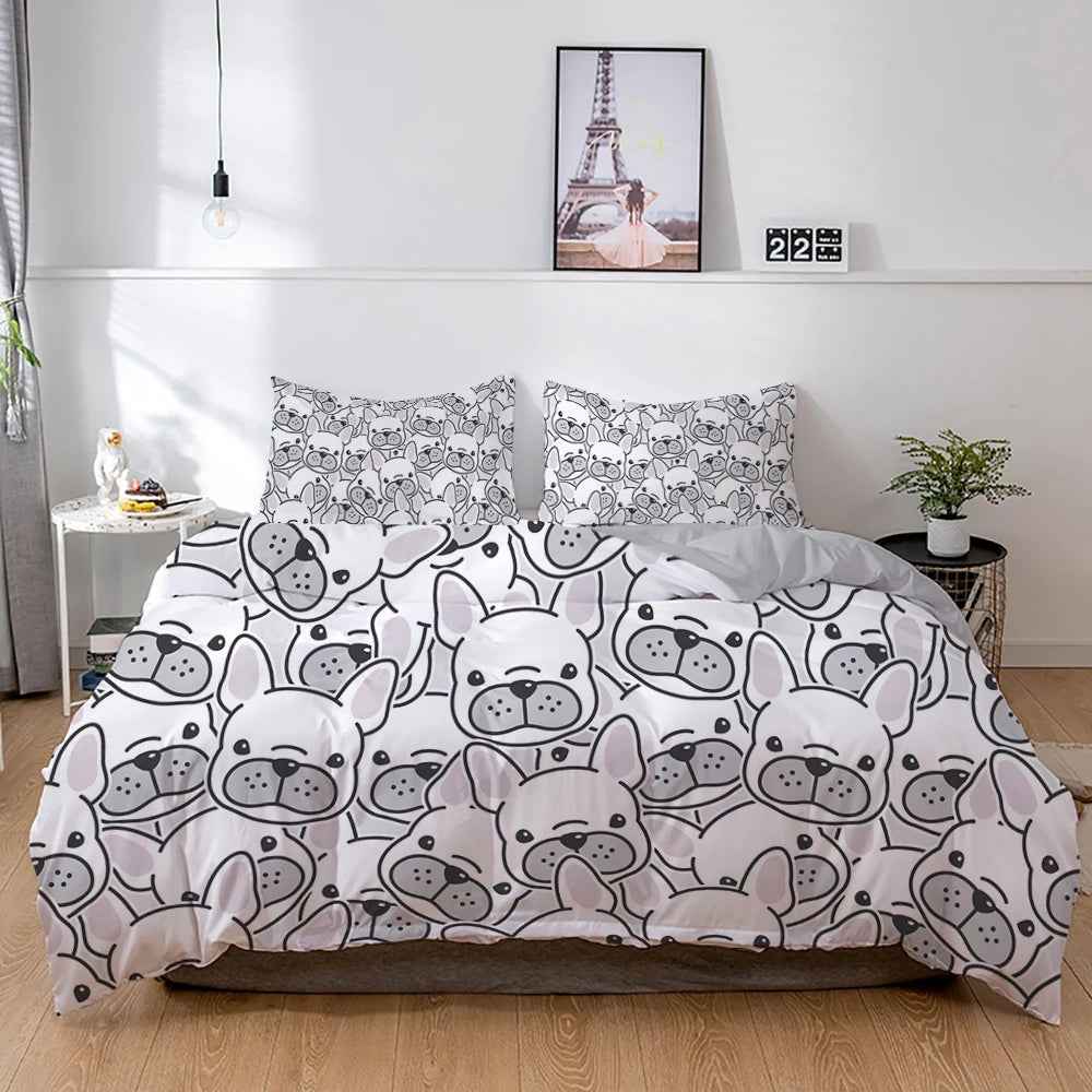 🐾Snuggle Up with a Frenchie! Adorable Bulldog Bedding Set for Little Dreamers 🐾 - ThiGui