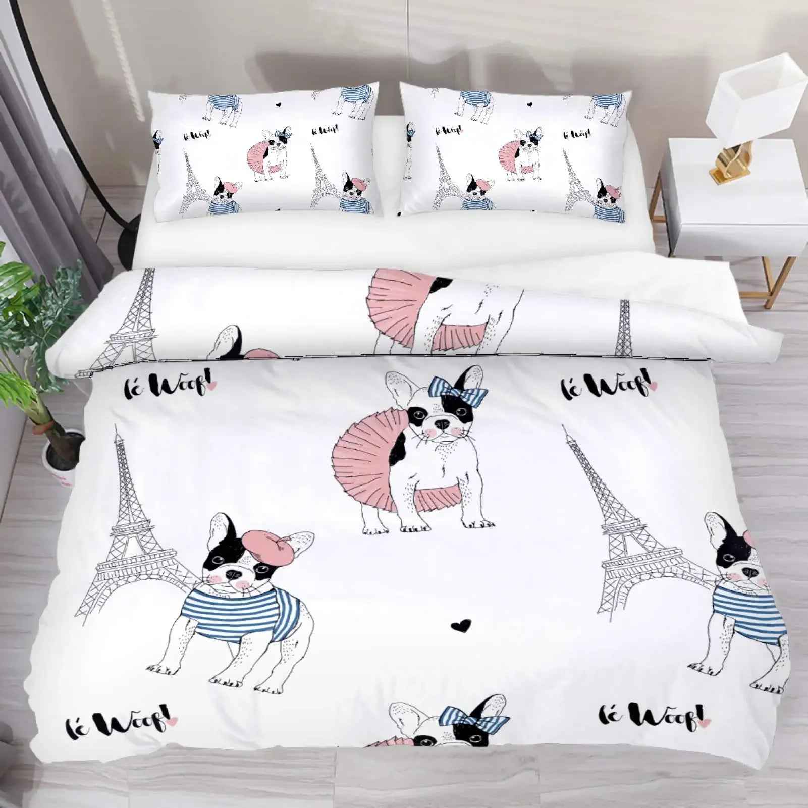 🐾Snuggle Up with a Frenchie! Adorable Bulldog Bedding Set for Little Dreamers 🐾 - ThiGui