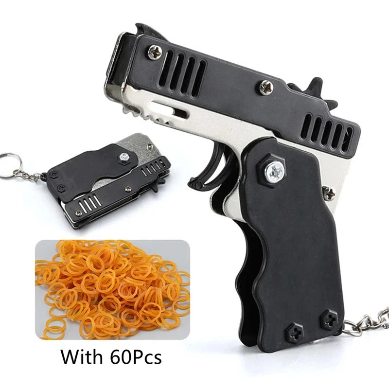 🎯 Mini Rubber Band Gun Keychain 🔫 | 60 Shots of Safe Fun for Boys on the Go! 🚗💨 - ThiGui