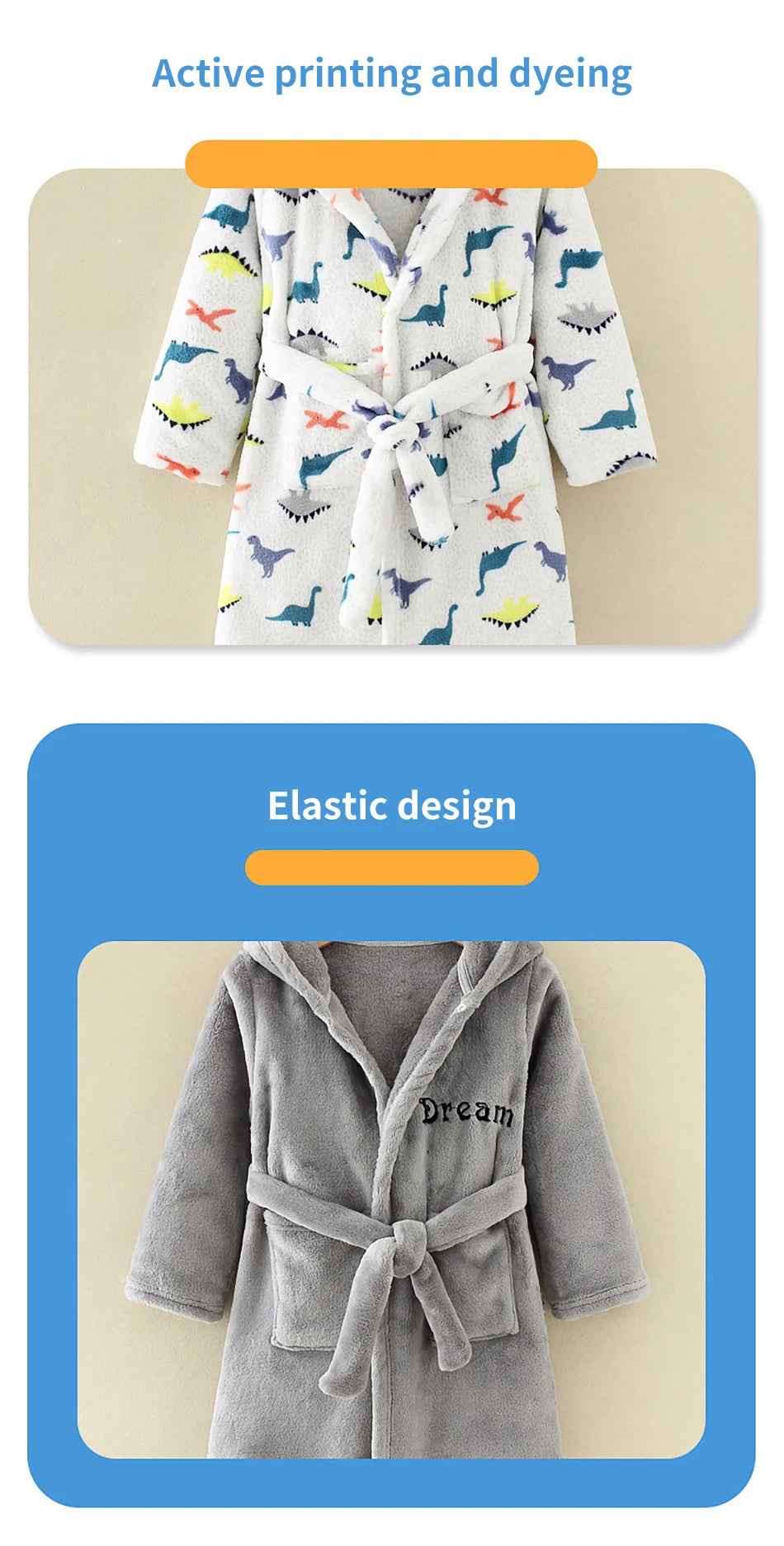 🛁 Fluffy Fun After Bath – Cartoon Hooded Flannel Robe for Boys ! 🧼💖 - ThiGui