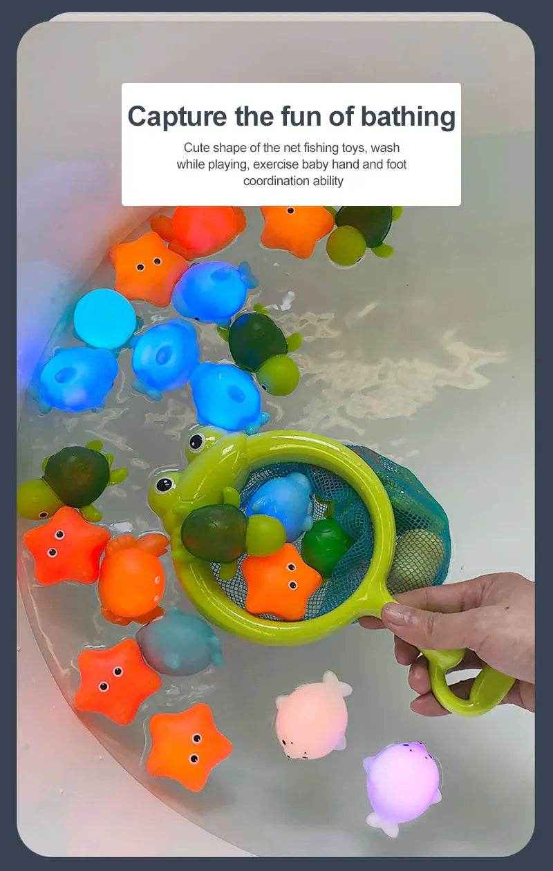 🐳LED Light Up Toys Baby Cute Animals Bath Toy Swimming Water Soft Rubber Float Induction Luminous Duck for Kids Play Funny Gifts - ThiGui