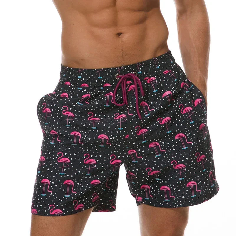 🌴 Tropical Fun for Little Explorers! Boys' Flamingo Print Swim Shorts 🏖️ - ThiGui