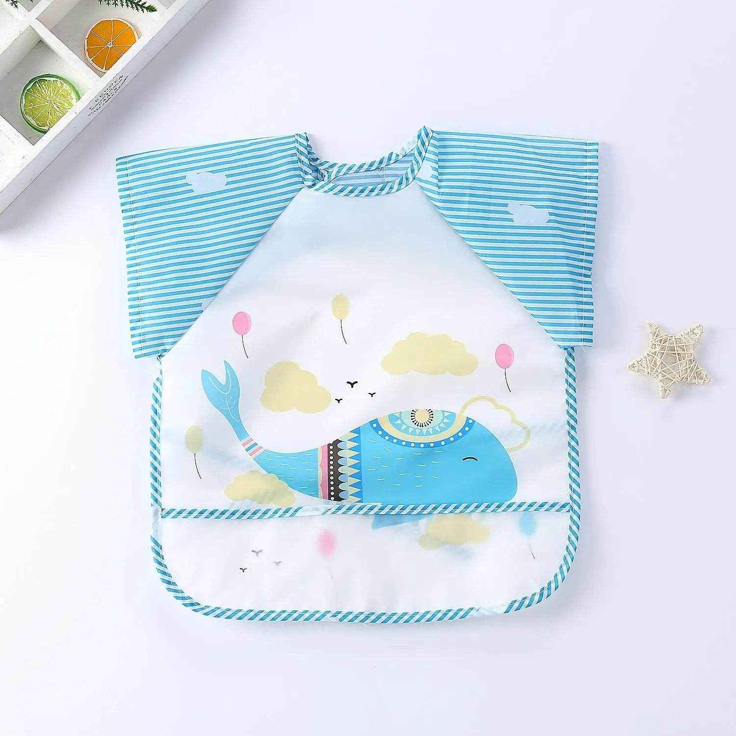 🍼Mess-Free Mealtimes with This Adorable Waterproof Long Sleeve Bib! - ThiGui