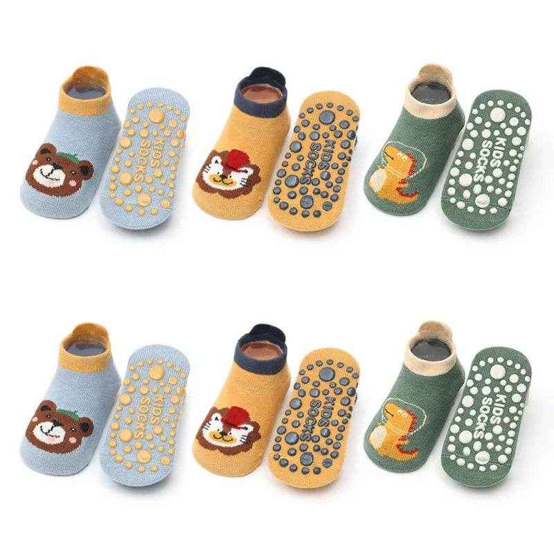 👣Adorable Animal Grip Socks – 6 Pairs of Comfy Fun for Little Feet - ThiGui
