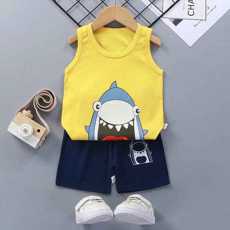 🌞Cool & Comfy Summer Outfit for Little Explorers – Cotton Tank & Shorts Set - ThiGui