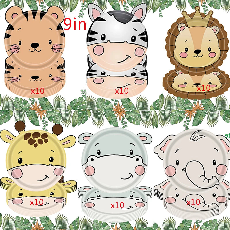 🦁🦓 Jungle Safari Party Tableware – Wild Fun for Little Explorers! 🎂🐘 - ThiGui