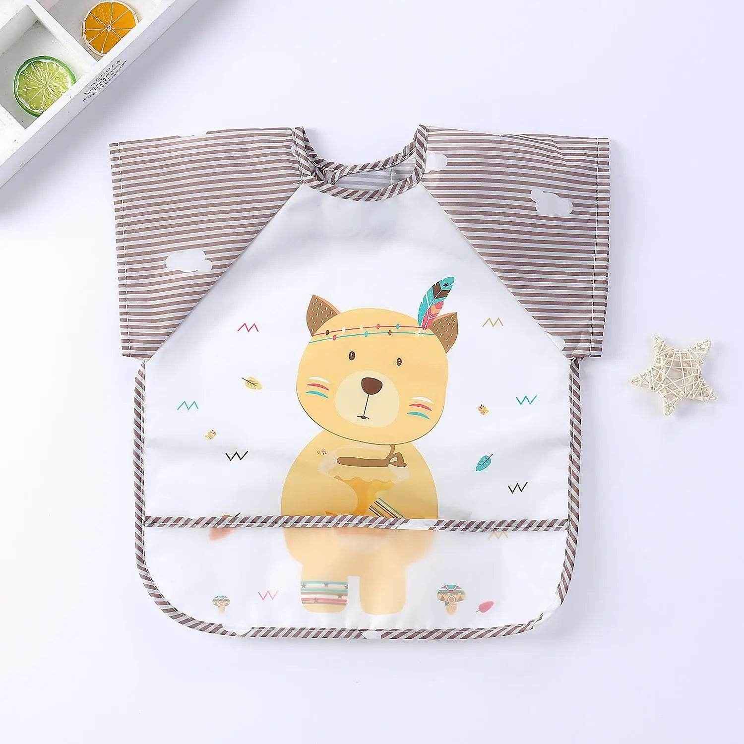 🍼Mess-Free Mealtimes with This Adorable Waterproof Long Sleeve Bib! - ThiGui