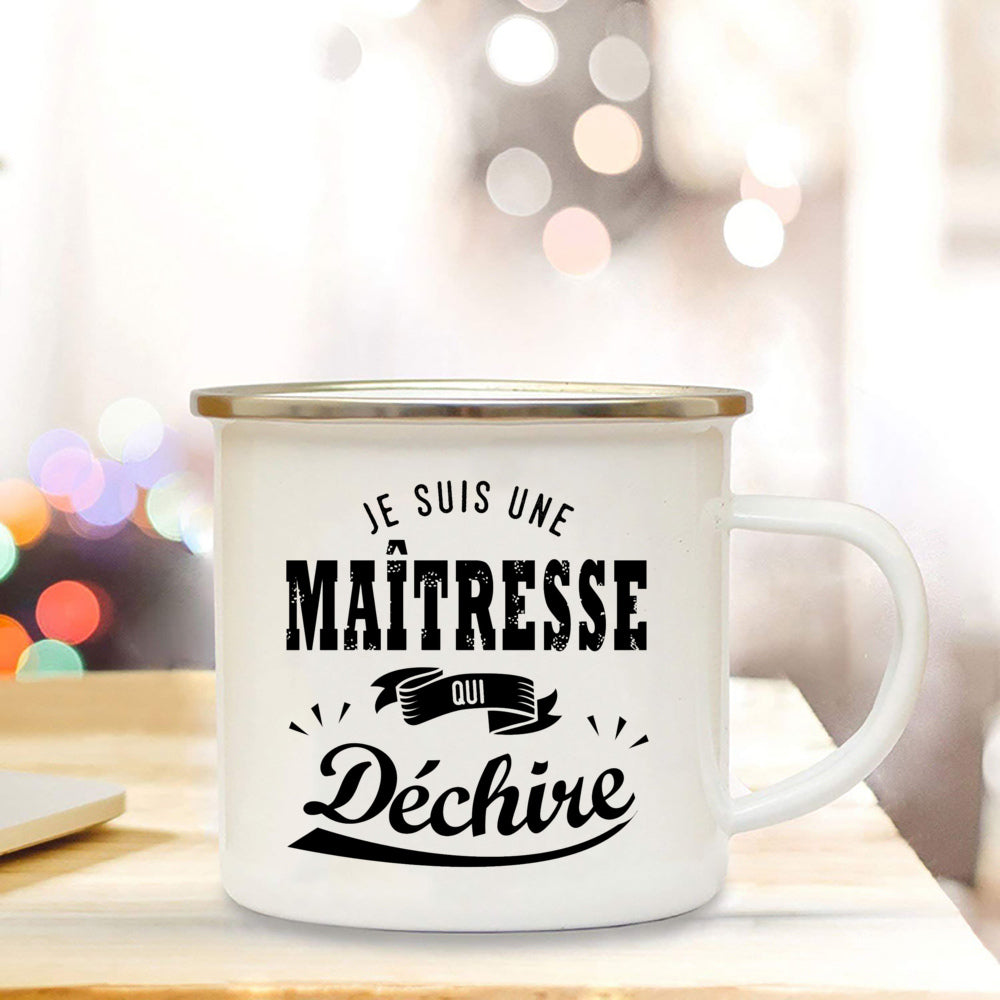 🍎 Super Teacher Enamel Mug – The Perfect Thank You Gift for a Lovely Mistress! 💐 - ThiGui
