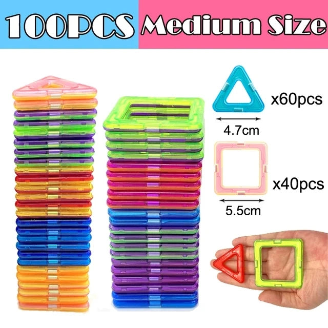 🌈 Magnetic Builder Blocks Set 🧲 | 50–100pcs of Creative STEM Fun for Curious Kids 🧠 - ThiGui