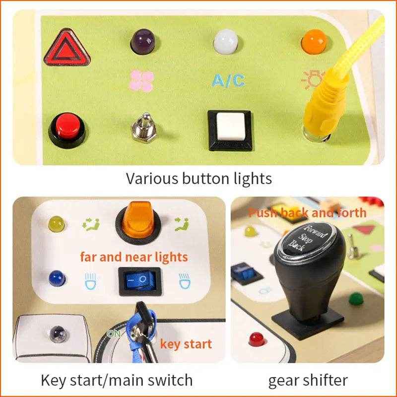 🌳Ultimate Montessori Busy Board – Light-Up Steering Wheel Fun for Curious Little Explorers! - ThiGui