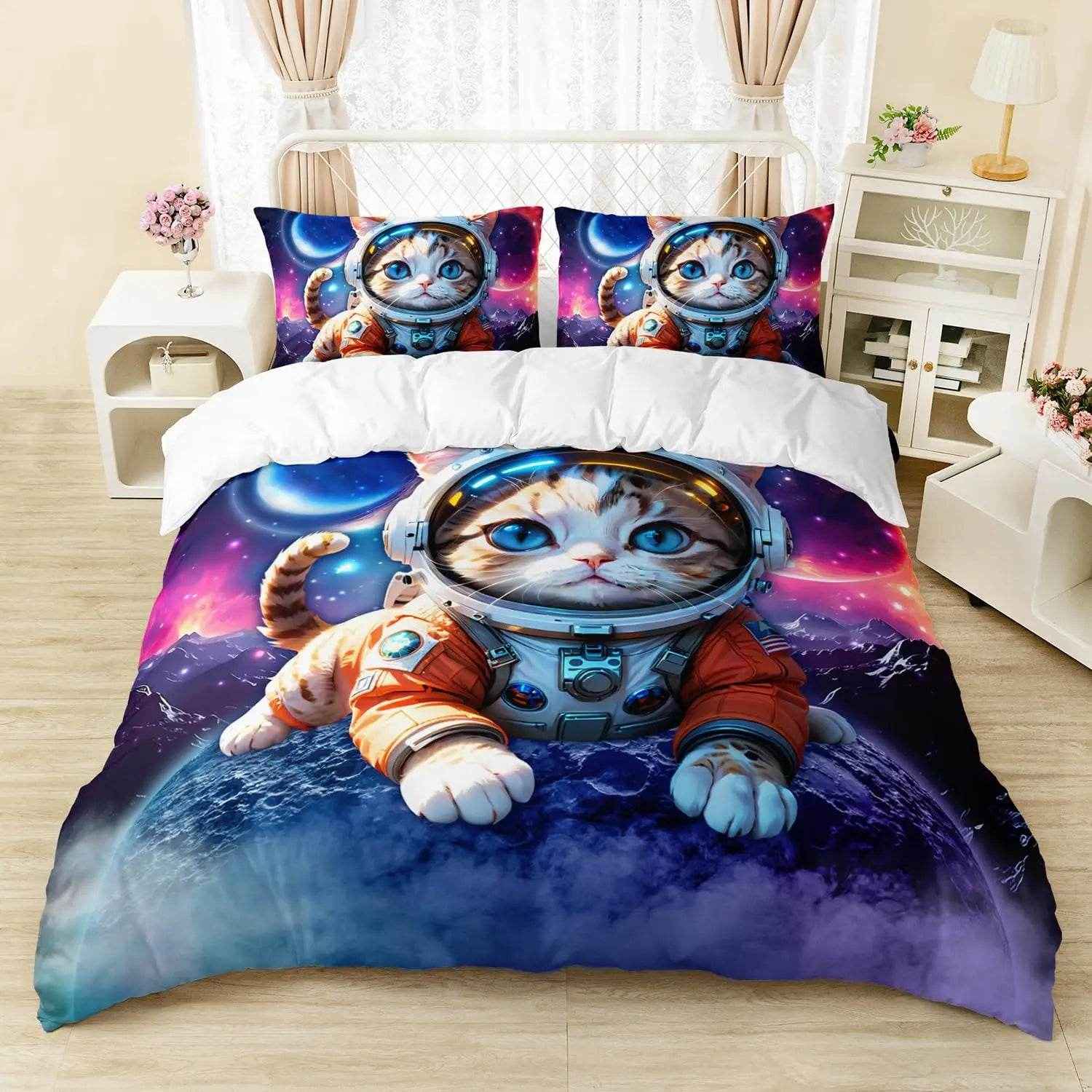 🛸 Cartoon Astronaut Duvet – Soft, Fun & Cozy Bedding for Space-Loving Kids! - ThiGui