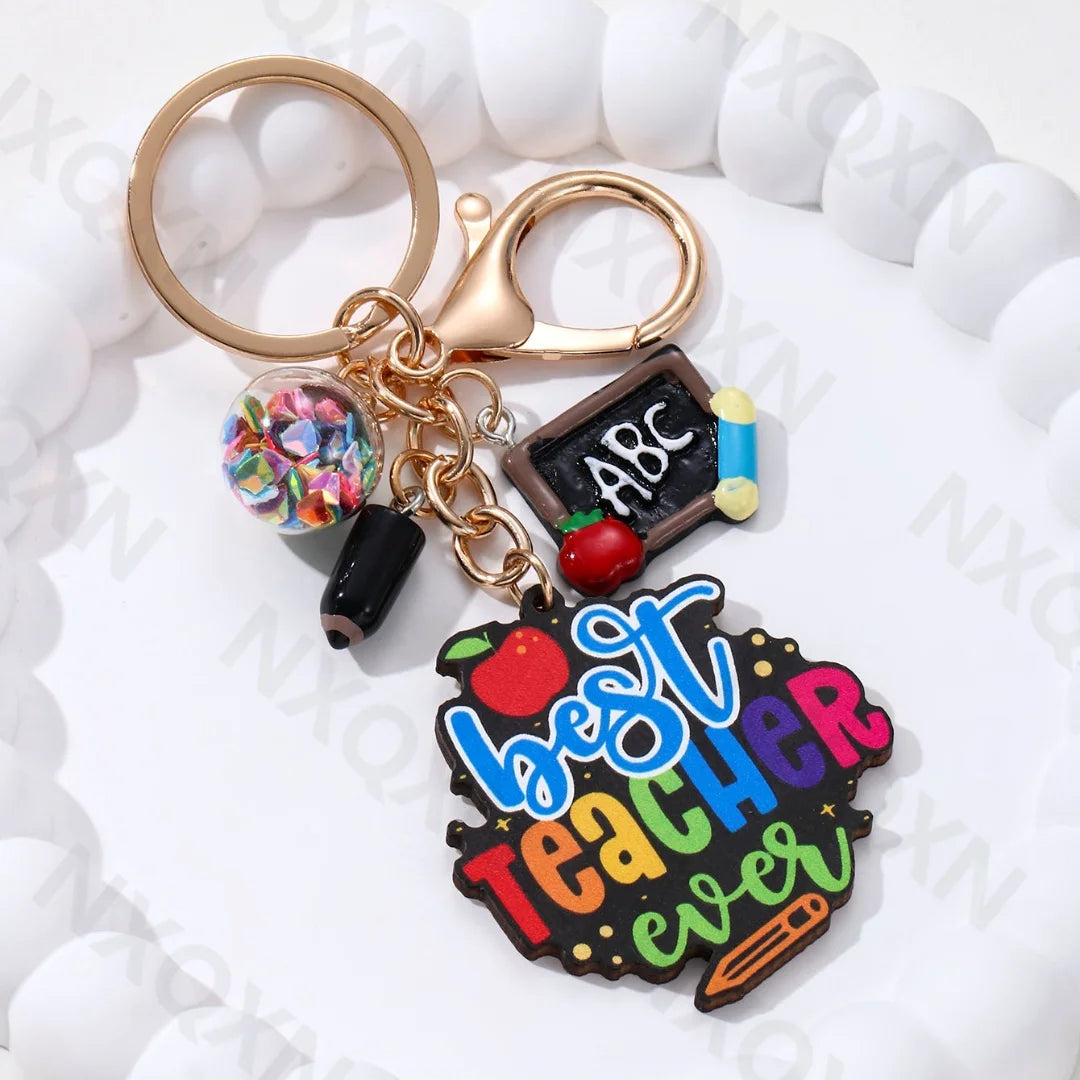 🍎💖 A Little Thank-You with Big Heart – Cute Teacher Keychain Gift 🌈✏️ - ThiGui