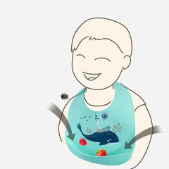 🍽️ Mess-Free Mealtimes – Soft Silicone Baby Bib with Food Catcher! 🍼✨ - ThiGui