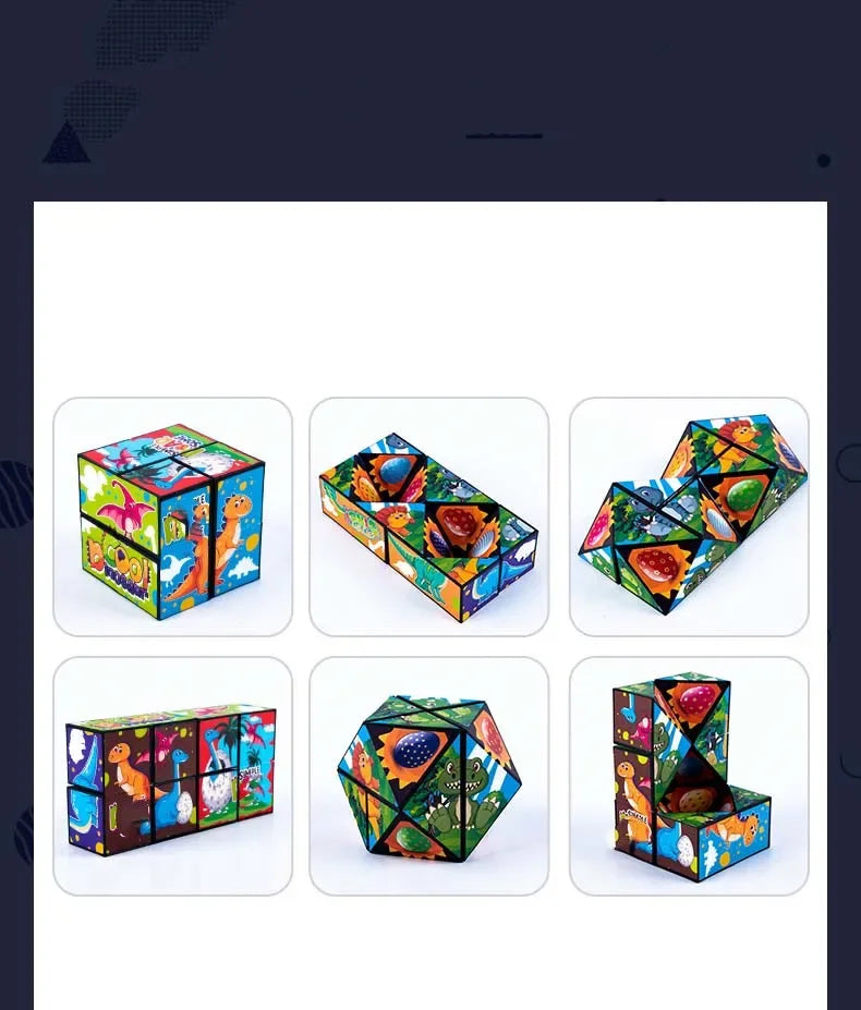 🧠 Smart Fun! Geometric Puzzle Cube Toy 🔄 | Shape-Shifting Fidget Game for Kids & Grown-Ups - ThiGui