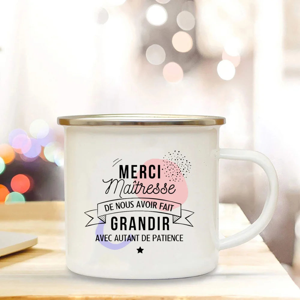 🍎 Super Teacher Enamel Mug – The Perfect Thank You Gift for a Lovely Mistress! 💐 - ThiGui