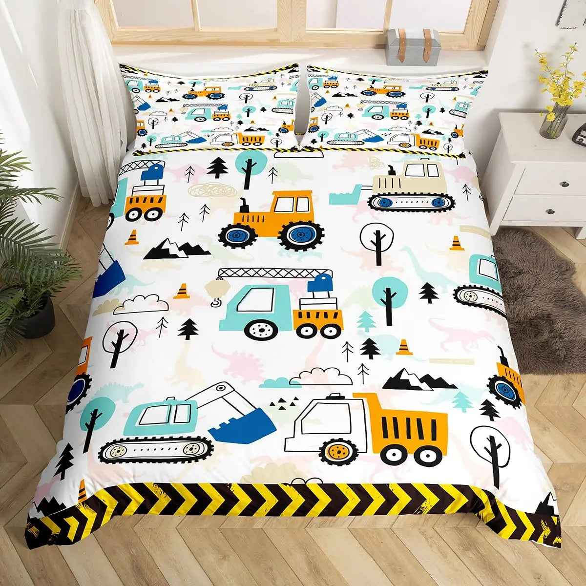 🚗Vroom into Dreamland! Colourful Car Duvet Set for Little Drivers 💤 - ThiGui