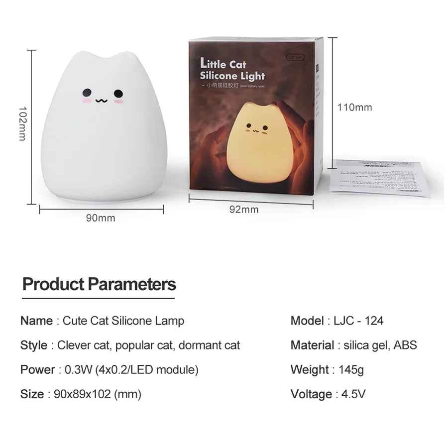 🧸Soft Silicone Cat Night Light for Boys Who Sleep Better with a Little Glow - ThiGui