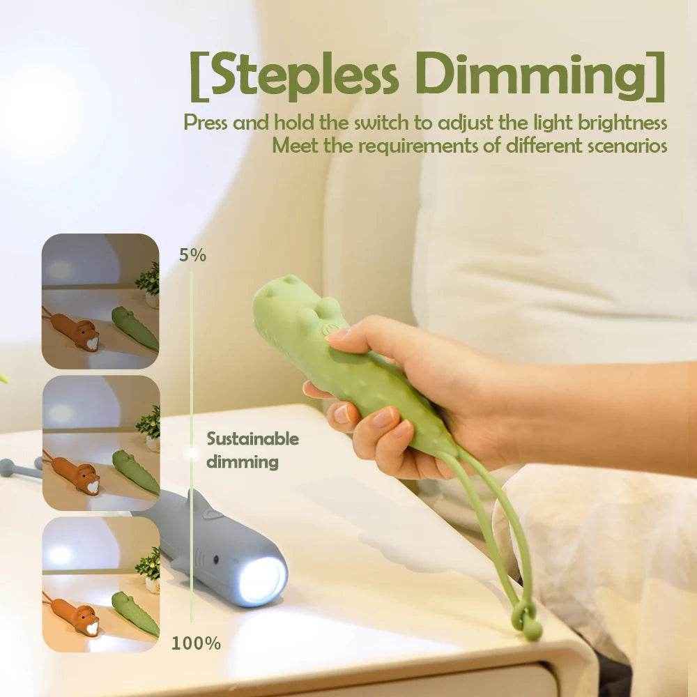 🌟 Sweet Dreams & Soft Glows – Cute Silicone Animal Night Lights for Cosy Kids’ Rooms 🦈🦄🐊 - ThiGui