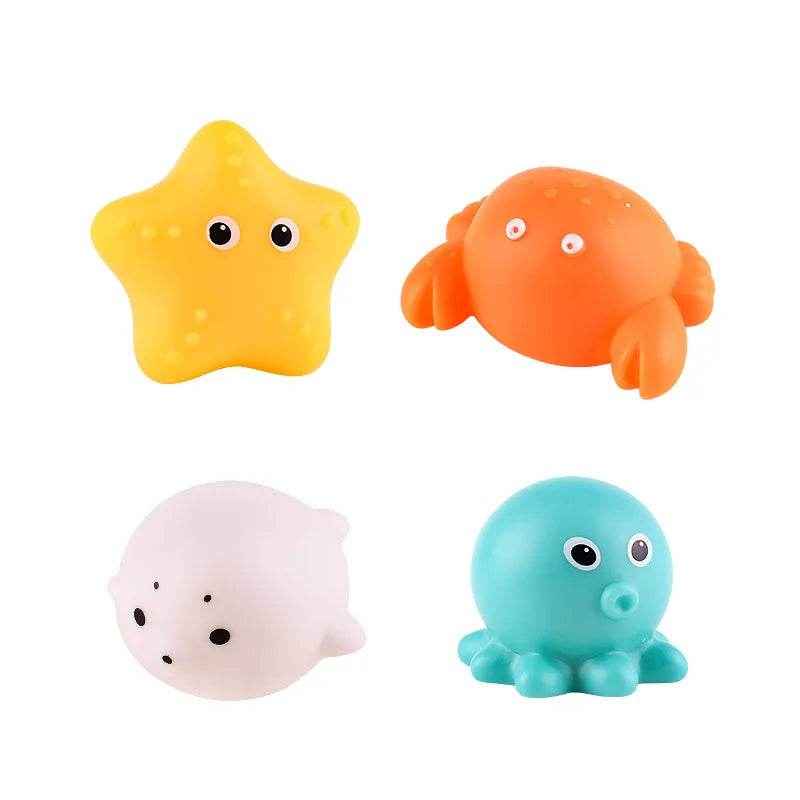 🐳LED Light Up Toys Baby Cute Animals Bath Toy Swimming Water Soft Rubber Float Induction Luminous Duck for Kids Play Funny Gifts - ThiGui