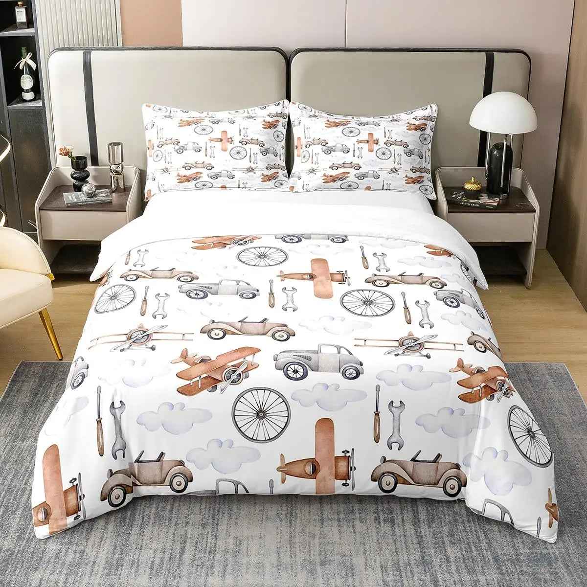 🚗Vroom into Dreamland! Colourful Car Duvet Set for Little Drivers 💤 - ThiGui