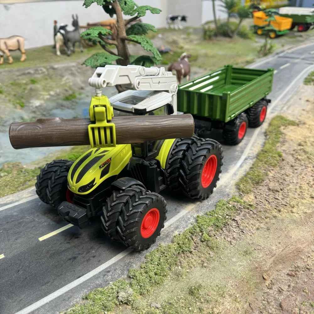 🚜 Big Wheels, Bright Lights – Farm Tractor Toy with Sounds & Trailer Fun! 🎶🌾 - ThiGui