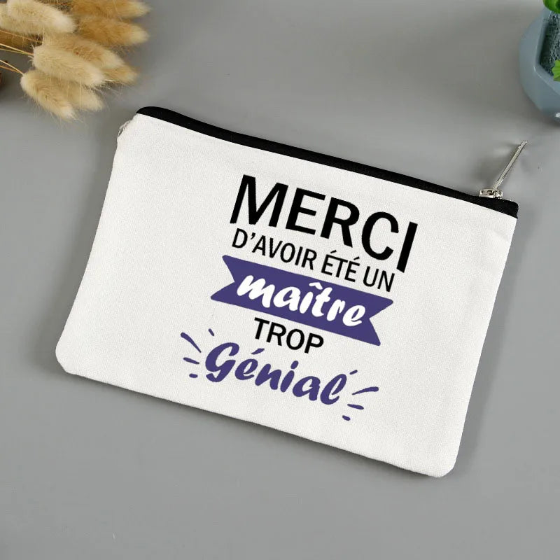 💄🖍️ Merci Maîtresse! Stylish Makeup & Pencil Pouch for Teacher Appreciation 💐🎁 - ThiGui
