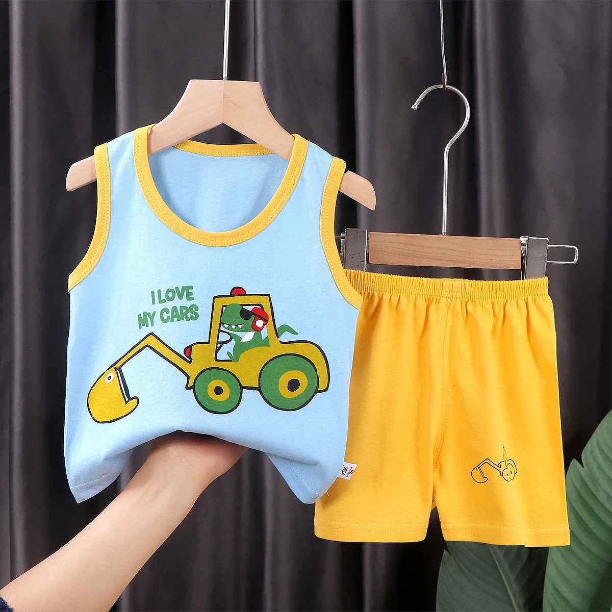 Cool & Comfy! 2-Piece Cotton Vest & Shorts Set for Active Little Boys - ThiGui