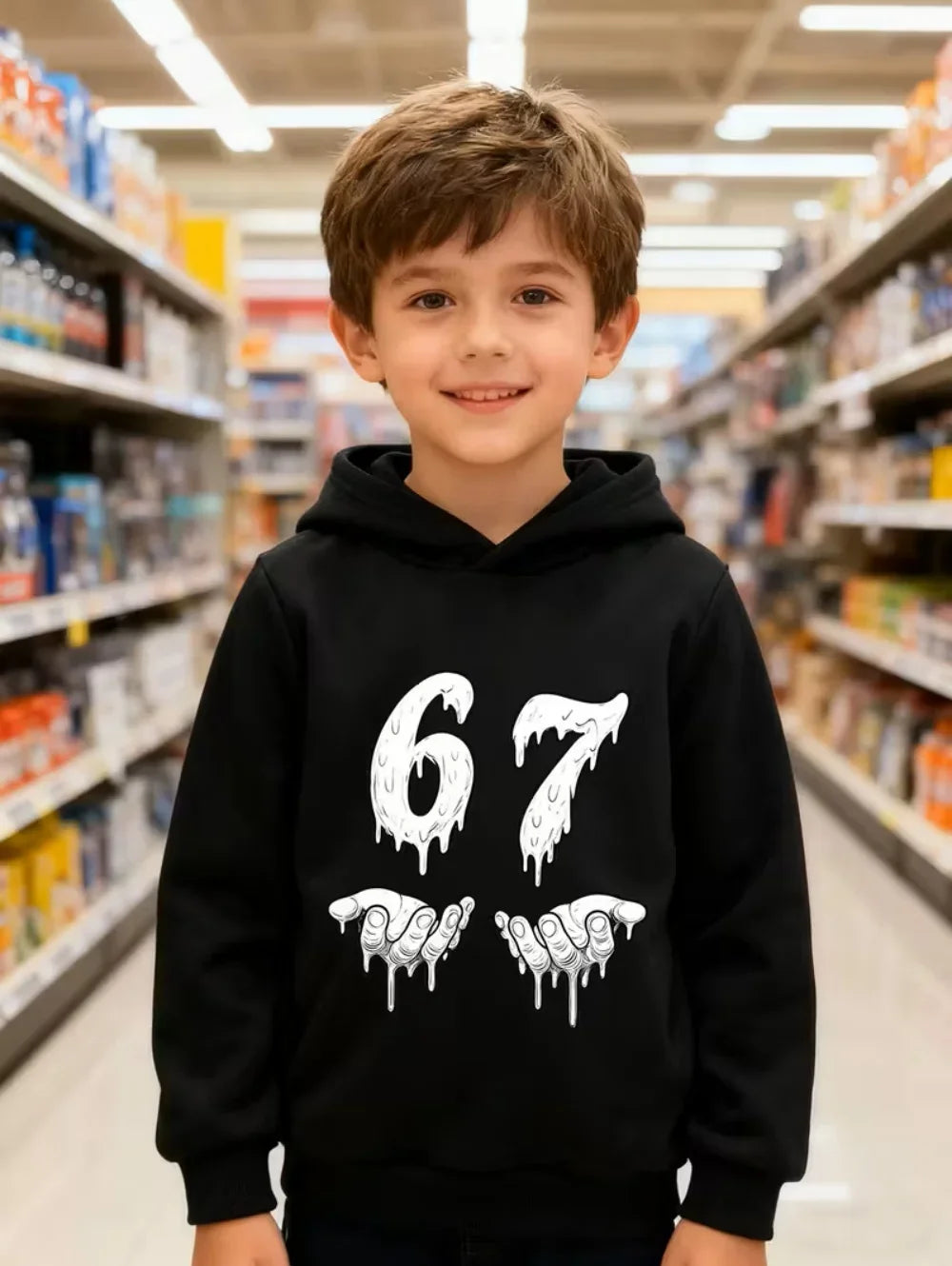 Bruh 67 Six Seven Brainrot Hoodie 😎🔥 Cool & Cosy Kids Streetwear Sweatshirt - ThiGui