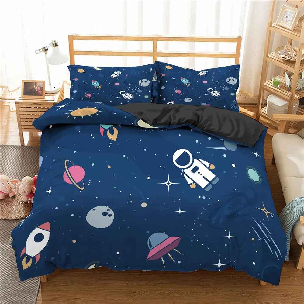 🚀Up, Up, and Asleep! Adorable Astronaut Bedding Set for Little Space Explorers - ThiGui
