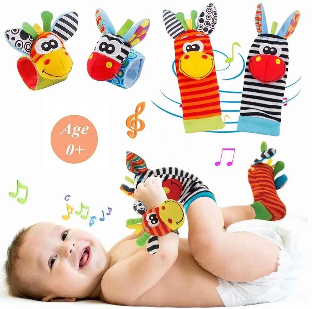 🐾 Baby’s First Discovery Set 👶 – Foot Finder Socks & Wrist Rattles for Sensory Fun! - ThiGui