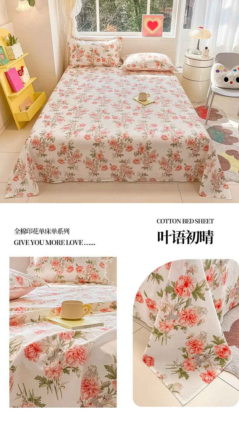 🛏️Fresh Flowers, Sweet Dreams – Soft Cotton Bed Sheet for Kids 🌸 - ThiGui