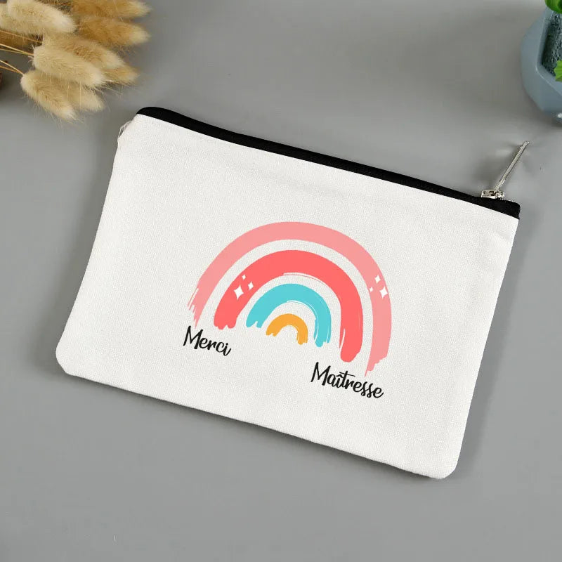 💄🖍️ Merci Maîtresse! Stylish Makeup & Pencil Pouch for Teacher Appreciation 💐🎁 - ThiGui