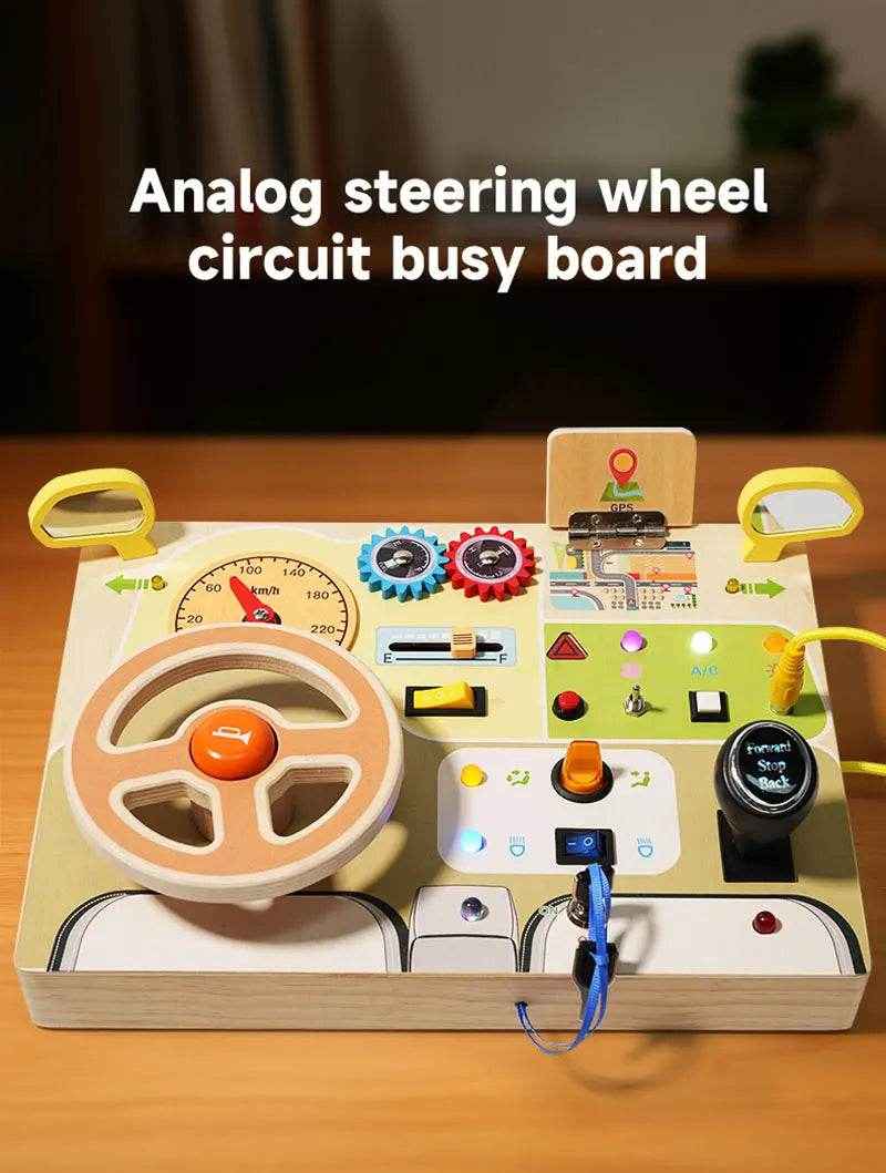 🌳Ultimate Montessori Busy Board – Light-Up Steering Wheel Fun for Curious Little Explorers! - ThiGui