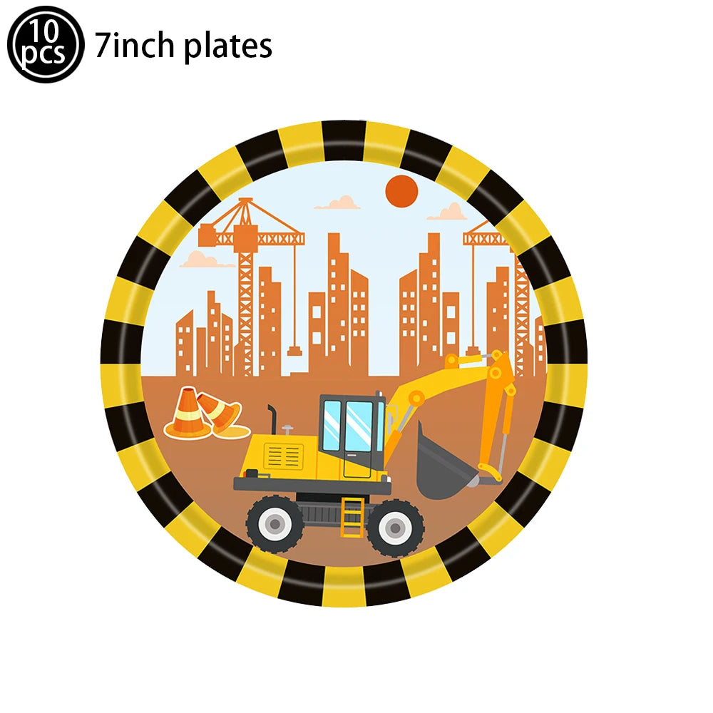 🚧 Party Zone Activated! Construction-Themed Tableware Set for Boys Who Dig Trucks 🛠️🎉 - ThiGui