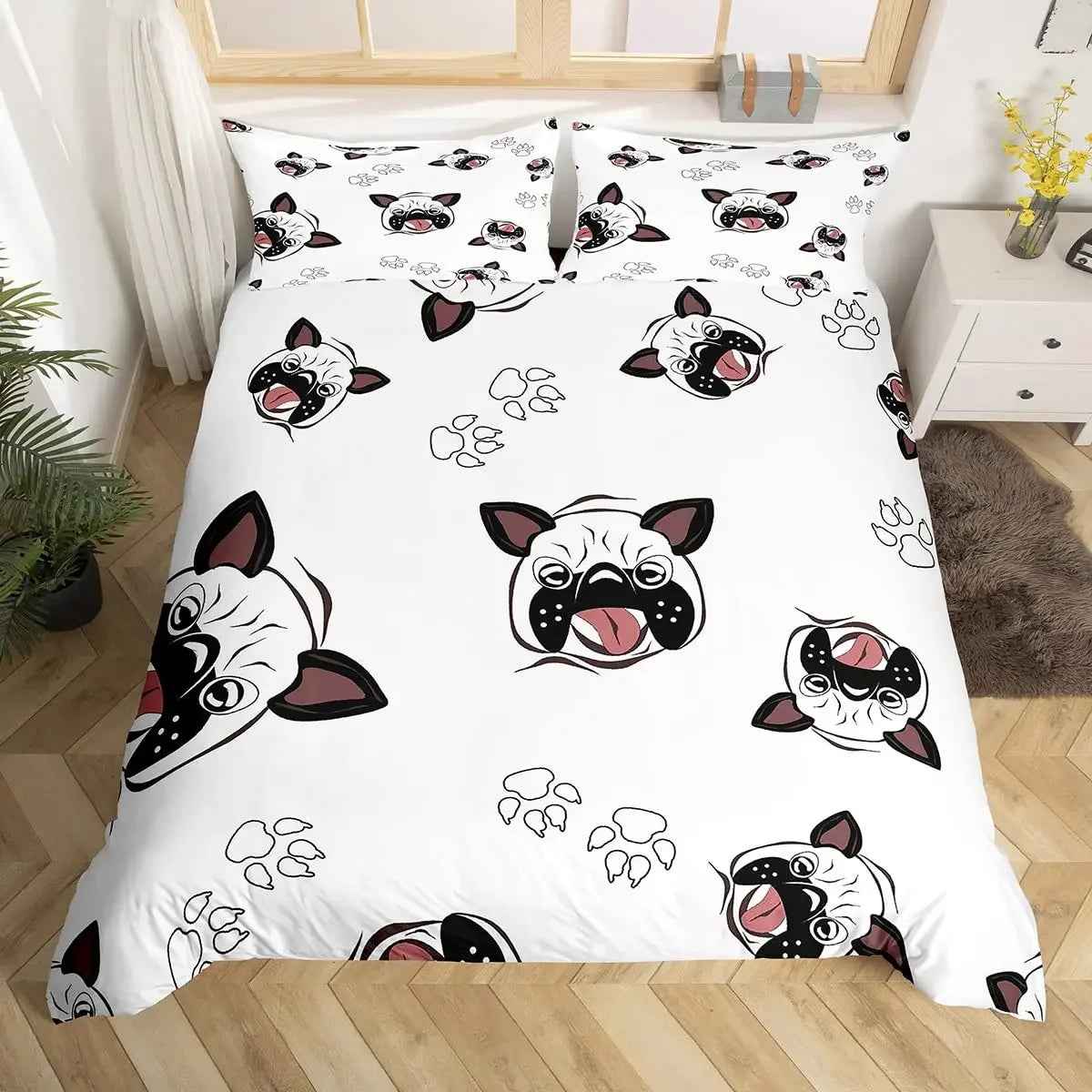 🐾Snuggle Up with a Frenchie! Adorable Bulldog Bedding Set for Little Dreamers 🐾 - ThiGui