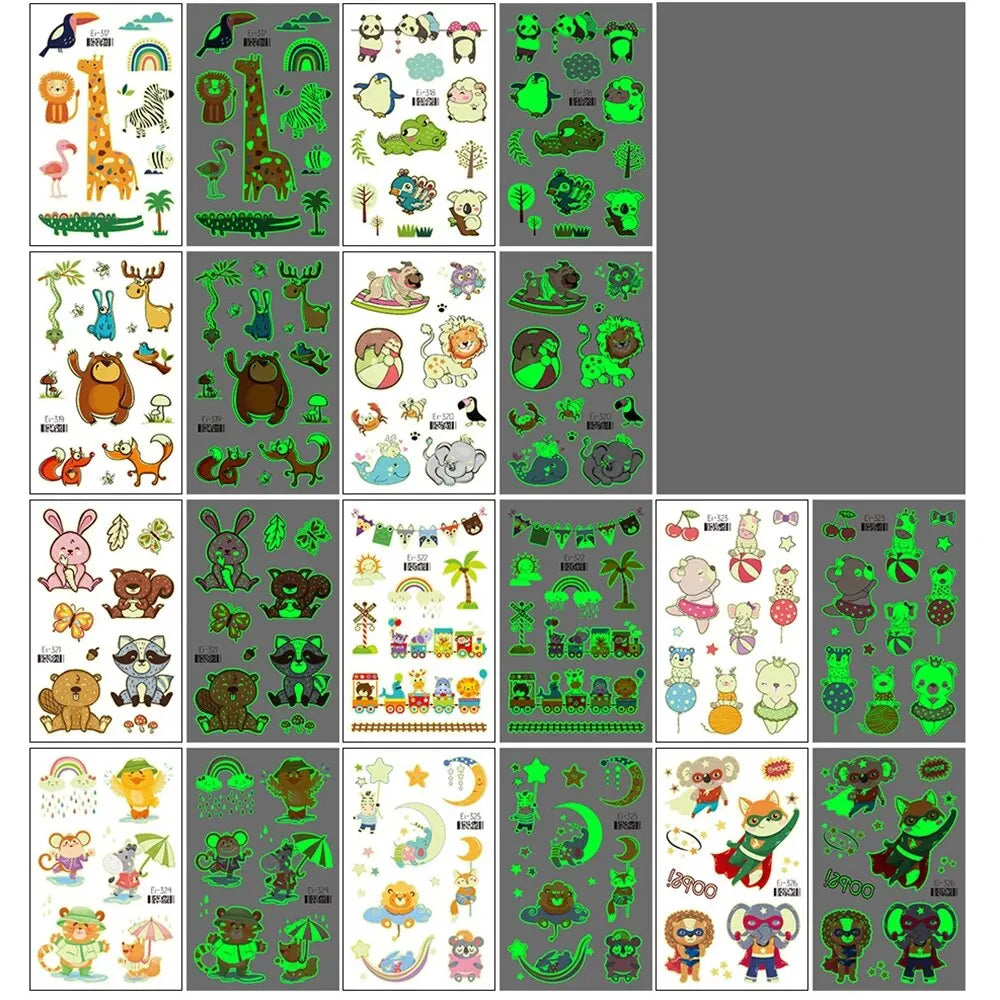 🌟 Glow-Up Tattoos – 10 Fun Flash Tattoo Stickers That Shine in the Dark! 🦖🧜✨ - ThiGui
